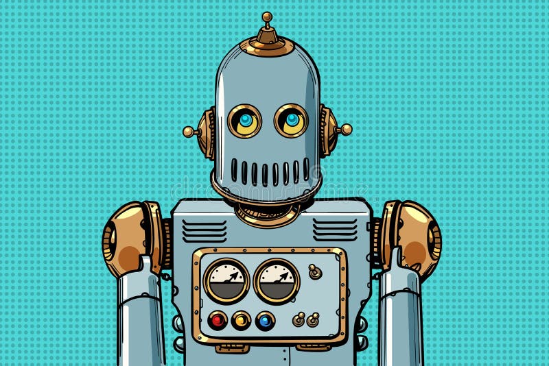 Retrato retro do robô ilustração royalty free Retrato retro do robô ilustração royalty free