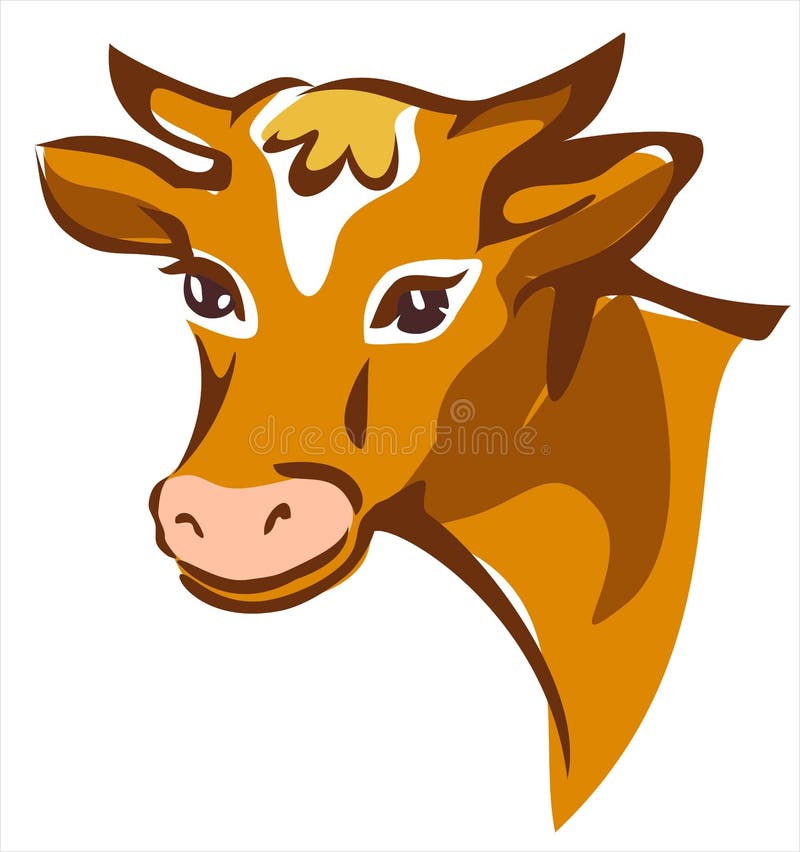 Retrato sonriente marrón brillante de la vaca stock de ilustración Retrato sonriente marrón brillante de la vaca stock de ilustración