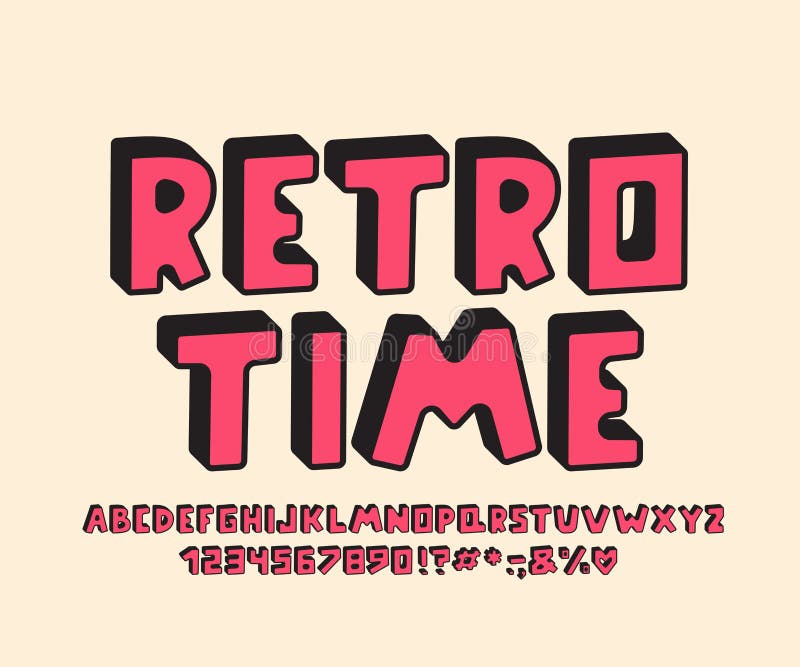 Retro abecadła 3D projekt Wektorów listy, liczby i interpunkcyjne oceny, ilustracji Retro abecadła 3D projekt Wektorów listy, liczby i interpunkcyjne oceny, ilustracji