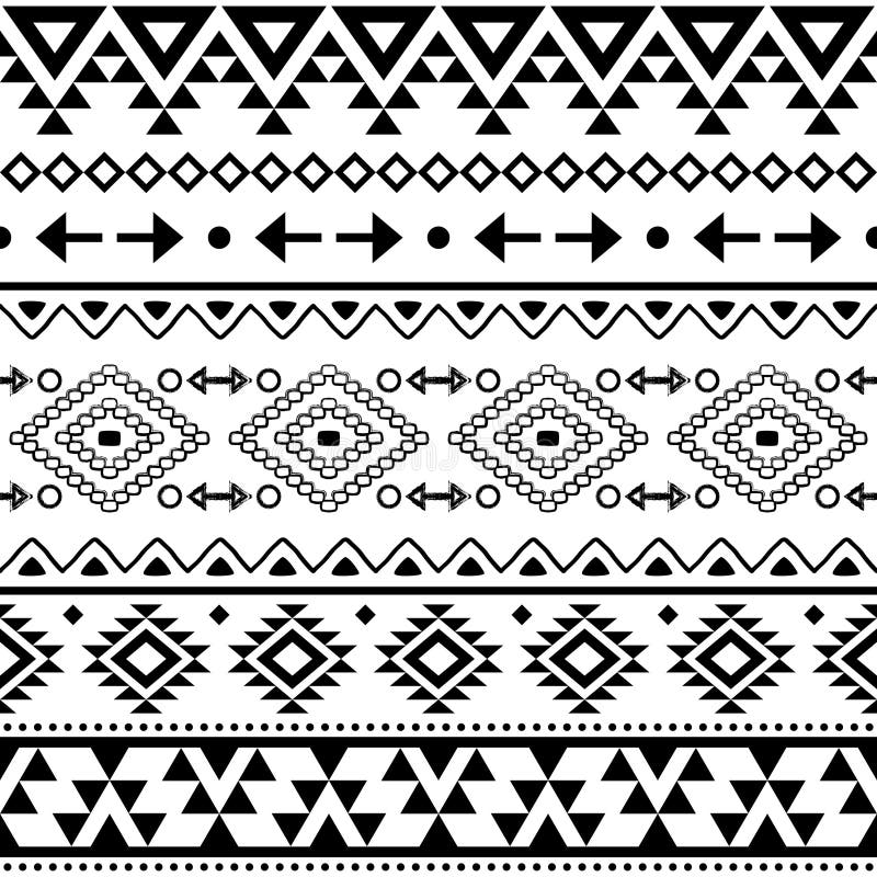 Aztec Seamless Pattern, Tribal Black and White Background Stock ...