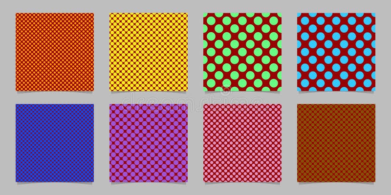 Retro abstract seamless polka dot background pattern template set - vector collection from colored circles royalty free illustration Retro abstract seamless polka dot background pattern template set - vector collection from colored circles royalty free illustration