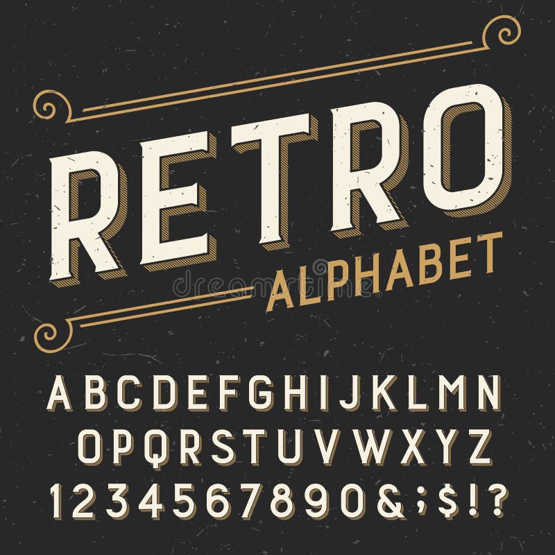 Retro alfabet vectordoopvont royalty-vrije illustratie Retro alfabet vectordoopvont royalty-vrije illustratie