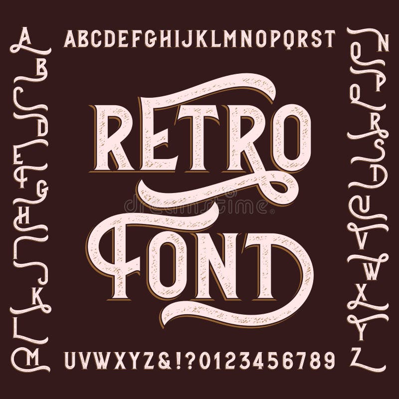 Retro alfabetdoopvont met vervangingen Letters, getallen en symbolen