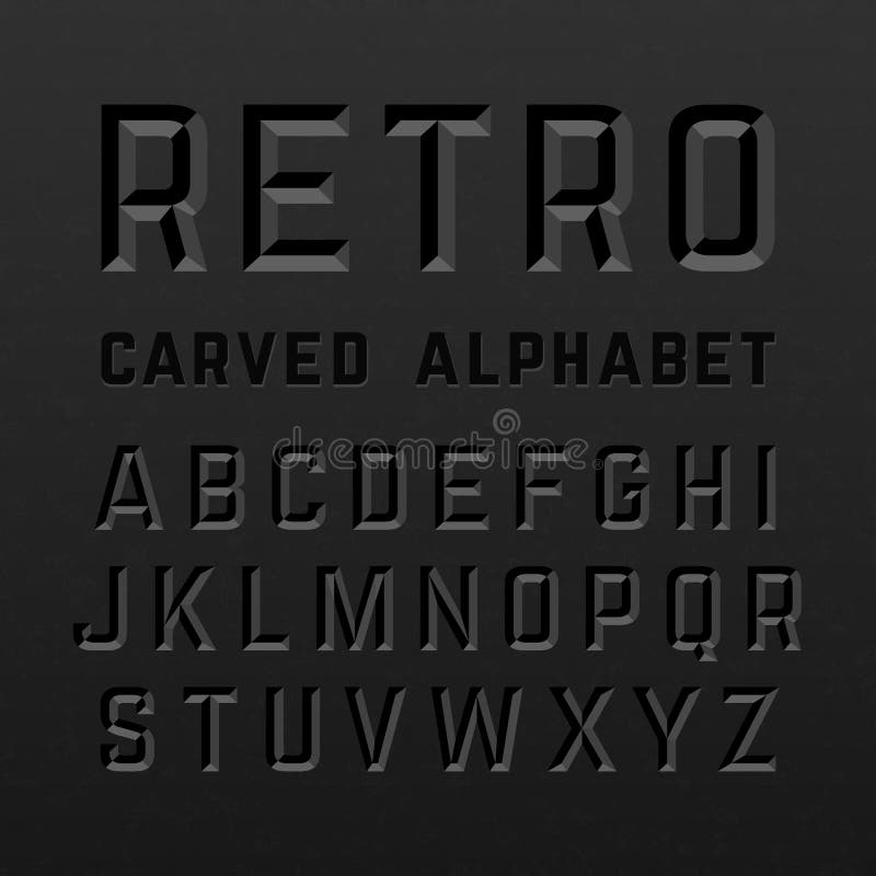 Retro alfabeto scolpito stile nero