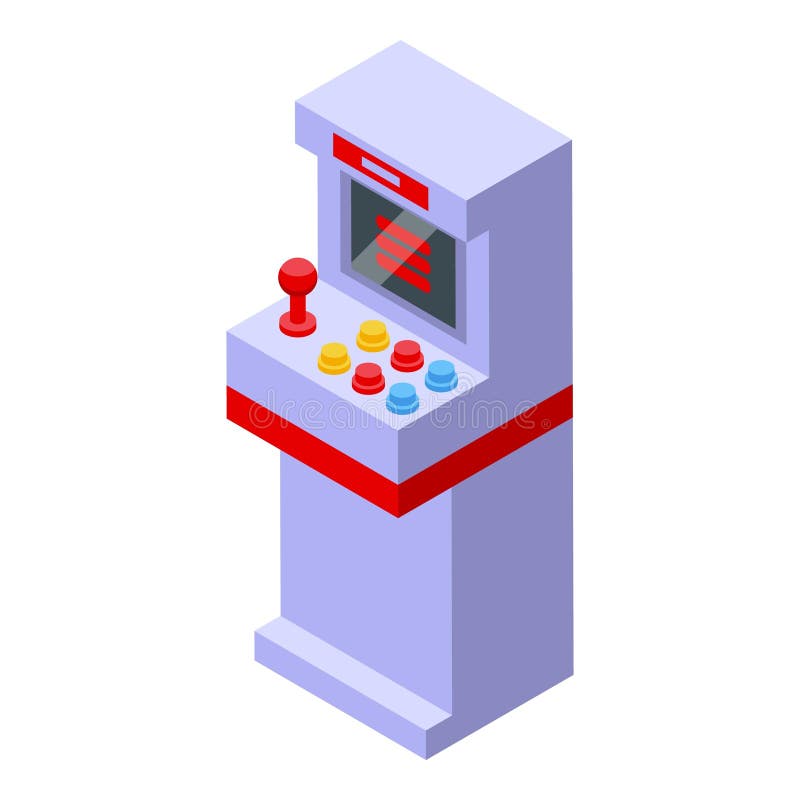 Retro arcade game machine displaying colorful screen vector illustration