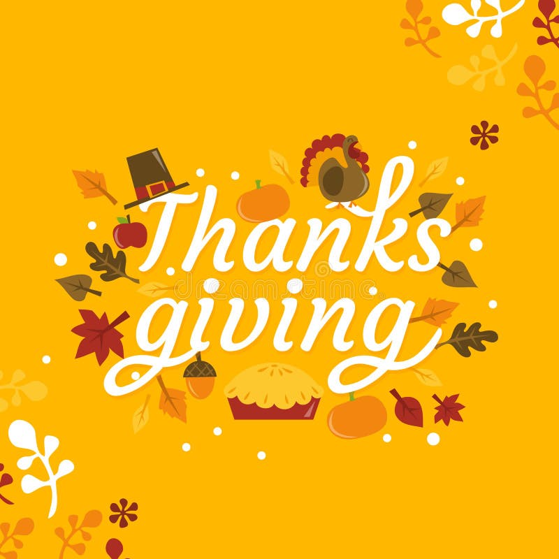 Retro Autumn Thanksgiving Lettering Phrase vector illustration