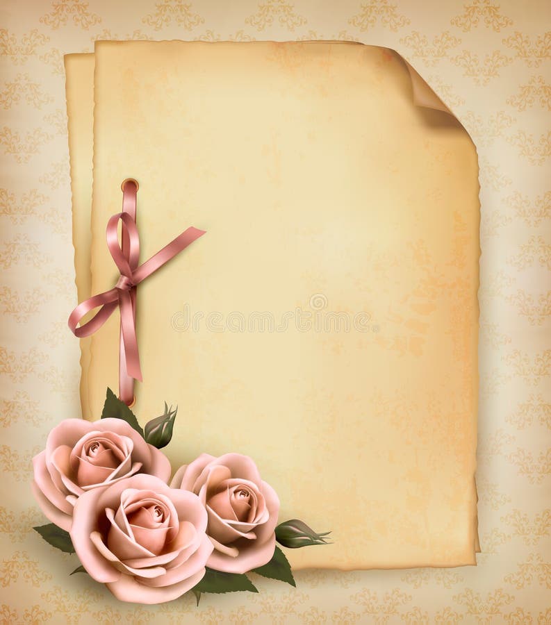 Retro background with beautiful pink rose vector illustration