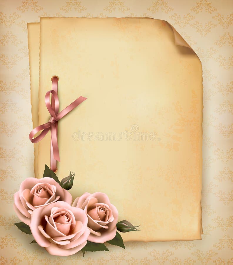 Retro background with beautiful pink rose