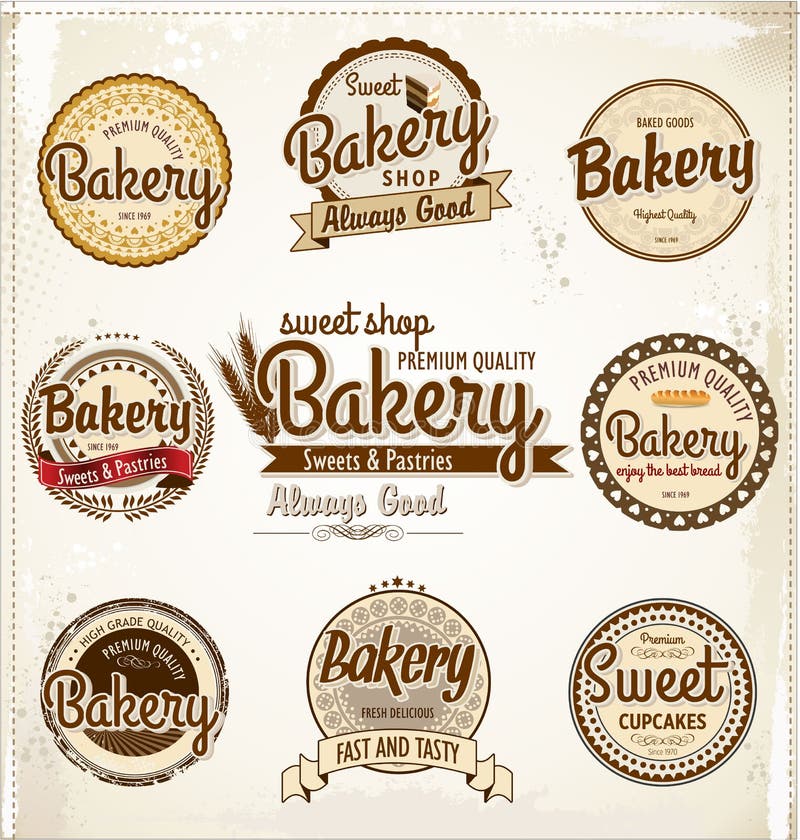Retro Bakery Badges And Labels stock illustration