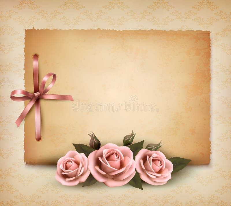 Retro bakgrund med den härliga rosa ron stock illustrationer