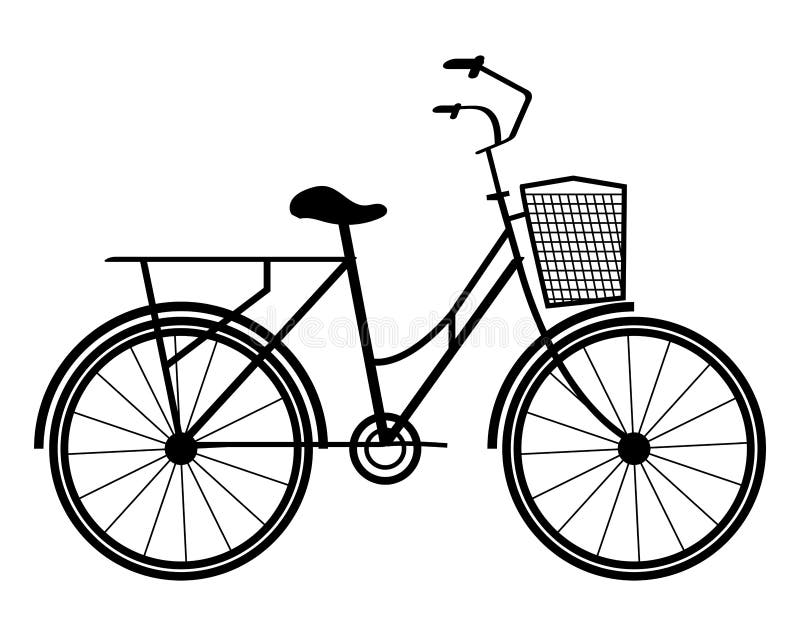 Retro bicycle with basket stock vector. Illustration of wheel 253632201