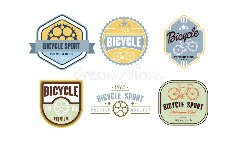 Retro bicycle sport logo set, vintafe badge, label can be used for bike or repair shop, cycling club, sport extreme stock illustration Retro bicycle sport logo set, vintafe badge, label can be used for bike or repair shop, cycling club, sport extreme stock illustration