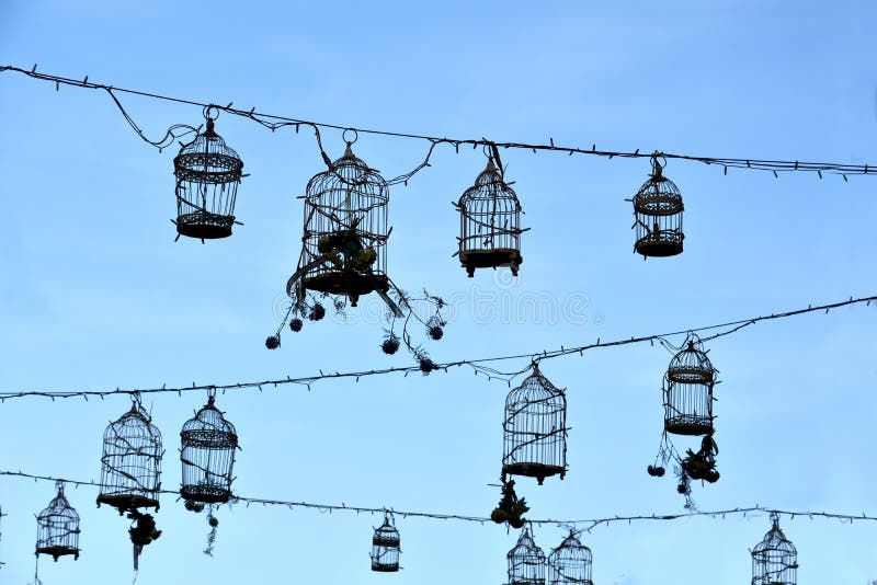 Retro birdcages, decorazione fotografie stock