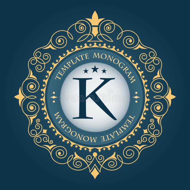 Retro bladprydnad Guld- monogramlogomall med calligraphic eleganta tappningbeståndsdelar för krusidullar stock illustrationer Retro bladprydnad Guld- monogramlogomall med calligraphic eleganta tappningbeståndsdelar för krusidullar stock illustrationer
