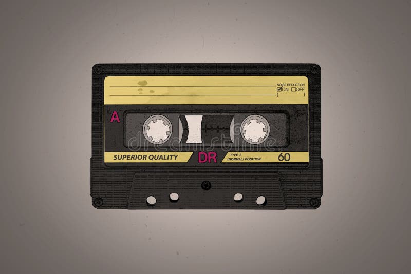 A Retro Blank Black And Yellow Aged Audio Cassette Illustration