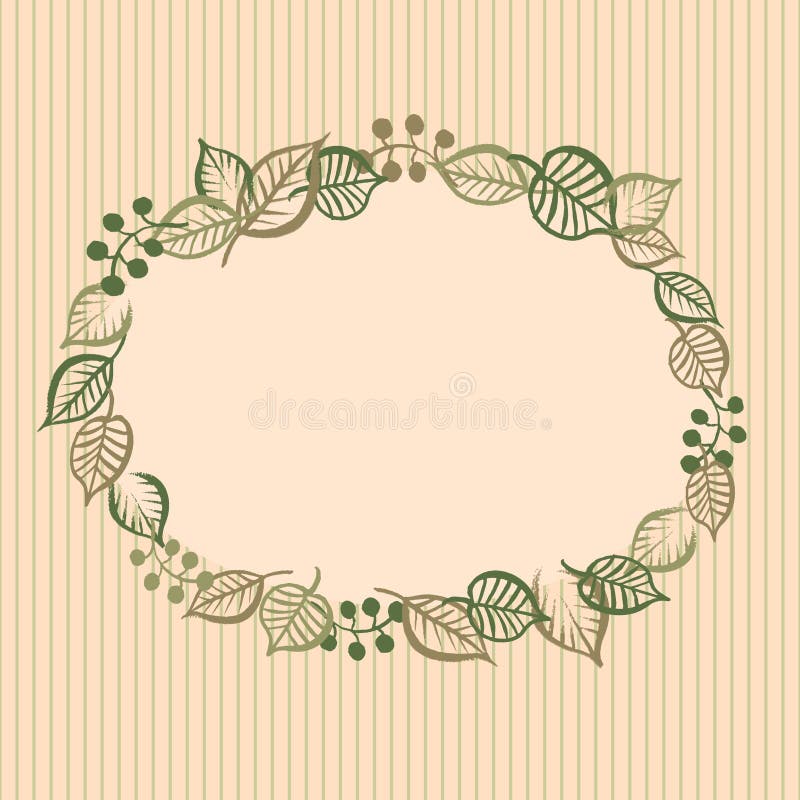 Retro floral vignette with hand painted textured leaves and twigs. Vector illustration. Retro floral vignette with hand painted textured leaves and twigs. Vector illustration