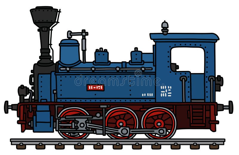 The retro blue small steam locomotive vector illustration