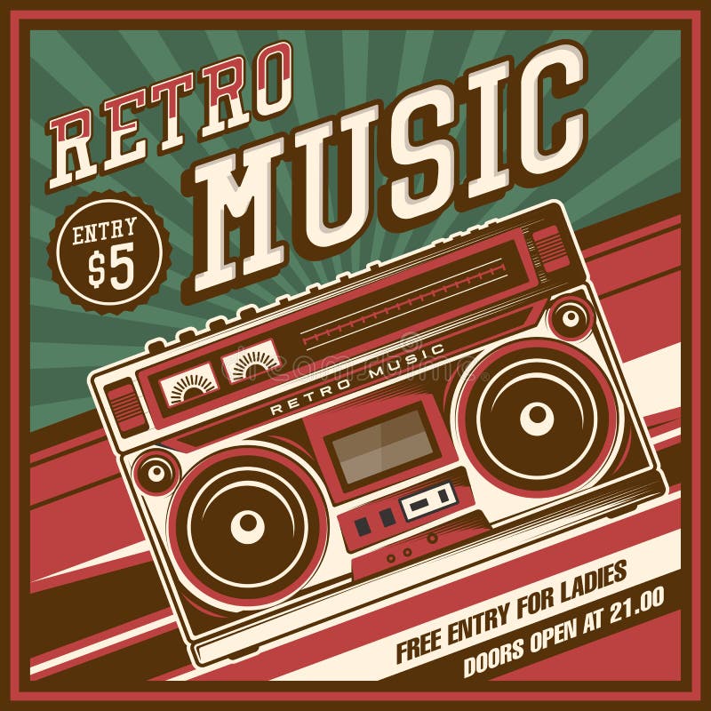 Retro Boombox stock vector. Illustration of graphic - 118743580