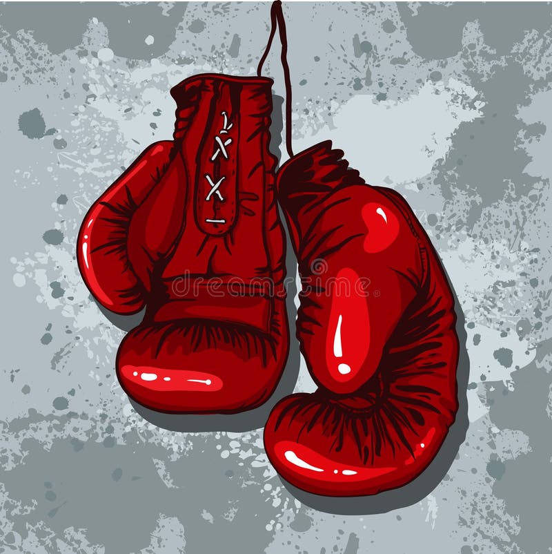 Punch boxing comic style and red corner with round:2 Stock Vector