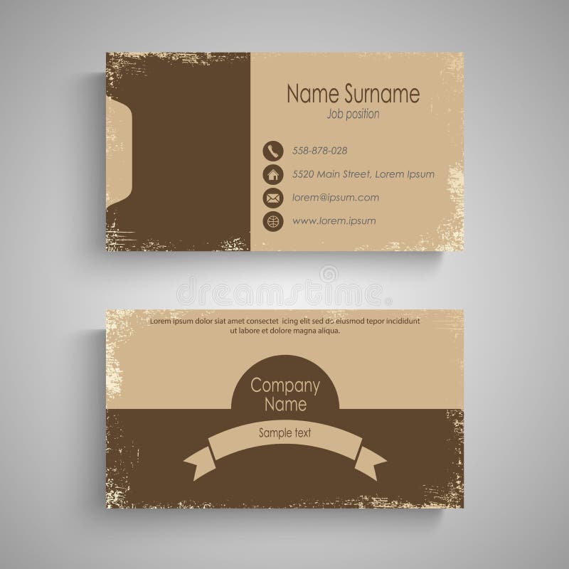 Retro Business Card in Brown Design Template Stock Vector