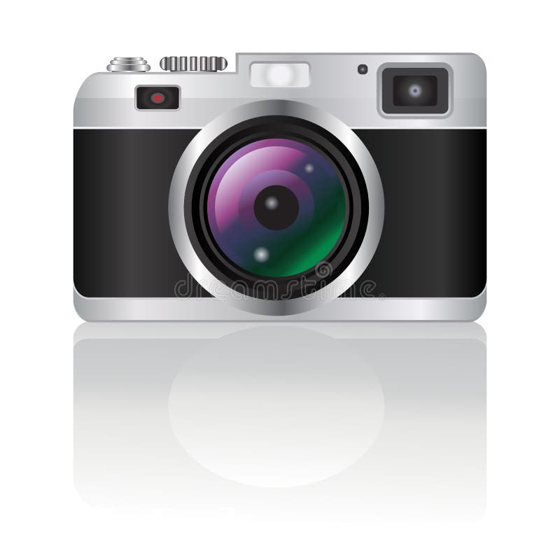 Retro Camera Logo. Vintage Photocamera. Stock Vector Illustration of