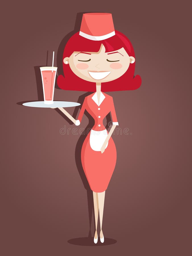 Retro cameriera di bar del fumetto royalty illustrazione gratis Retro cameriera di bar del fumetto royalty illustrazione gratis