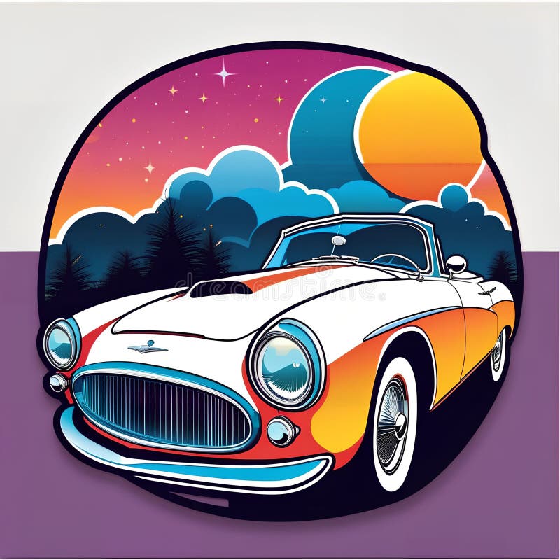 Retro Car Sticker. Vector Illustration. Stock Illustration ...