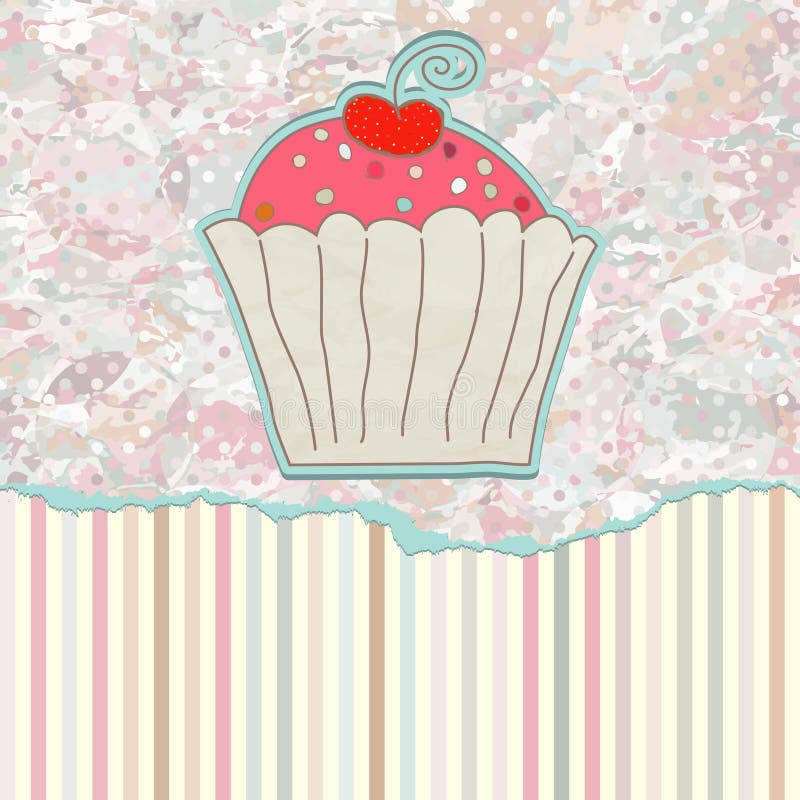 Retro card with cupcake. EPS 8