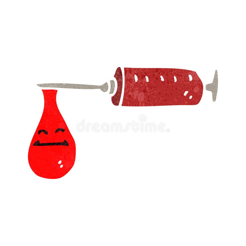 retro cartoon blood syringe