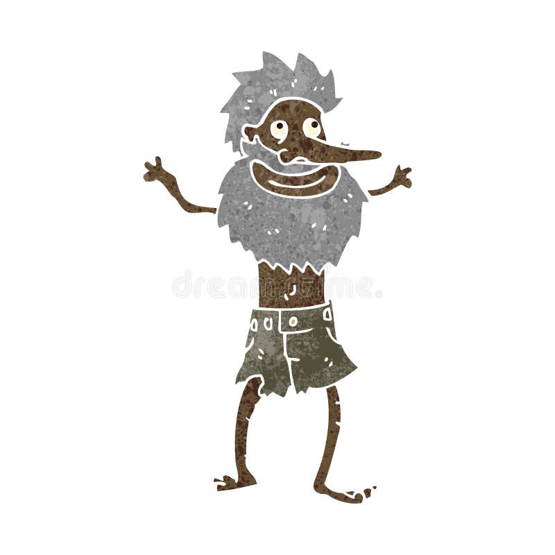 retro cartoon castaway man