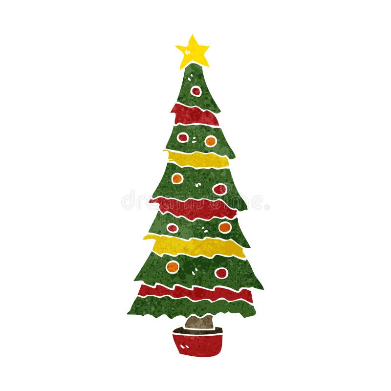 Retro Cartoon Christmas Tree Stock Vector Illustration of cute