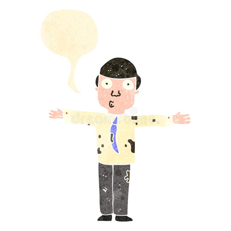 retro cartoon dirty businessman with speech bubble