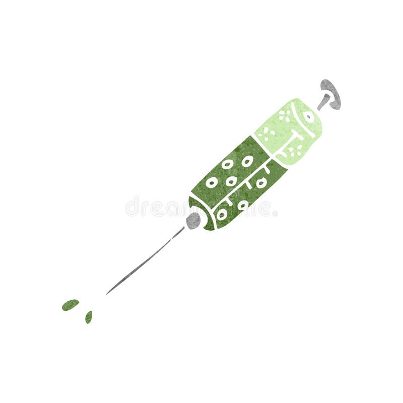 retro cartoon drugs needle