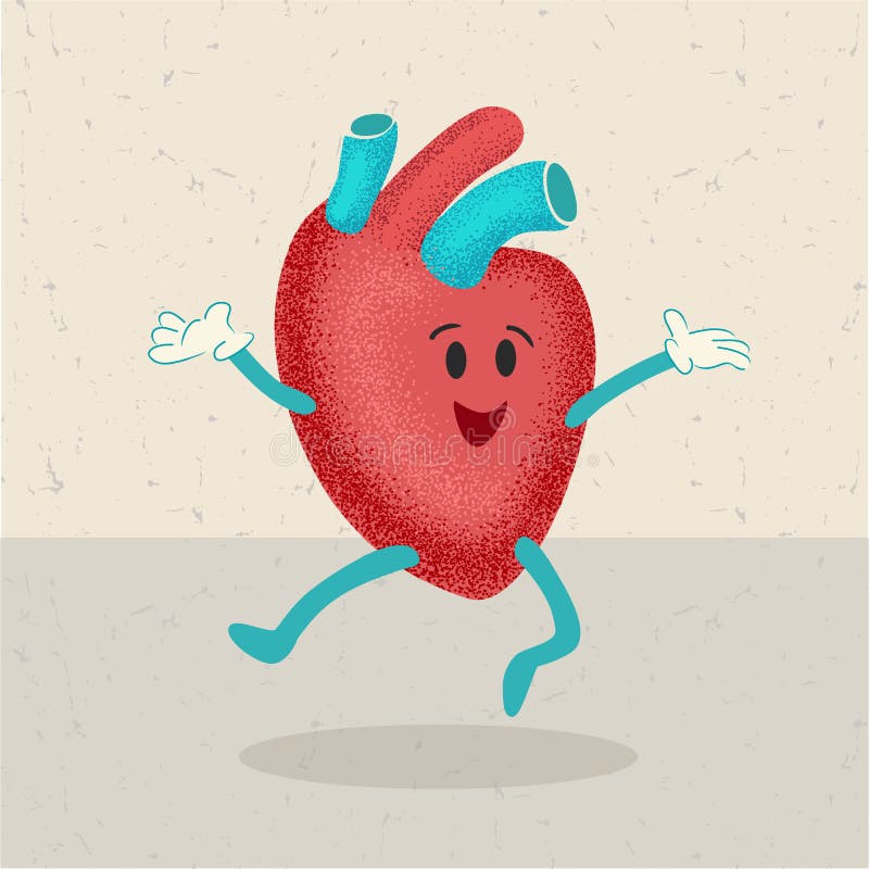 Retro Cartoon of a Human Heart Stock Vector - Illustration of organs,  disease: 65005382