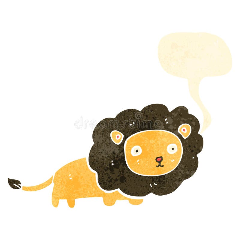 retro cartoon lion with speech bubble