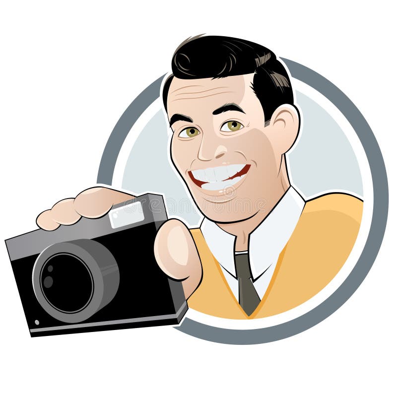Retro Cartoon Man with Camera Stock Vector Illustration of adult