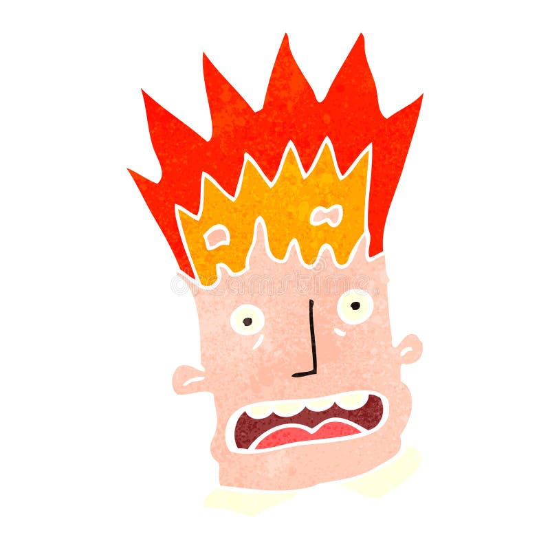 Retro cartoon man with exploding head. 