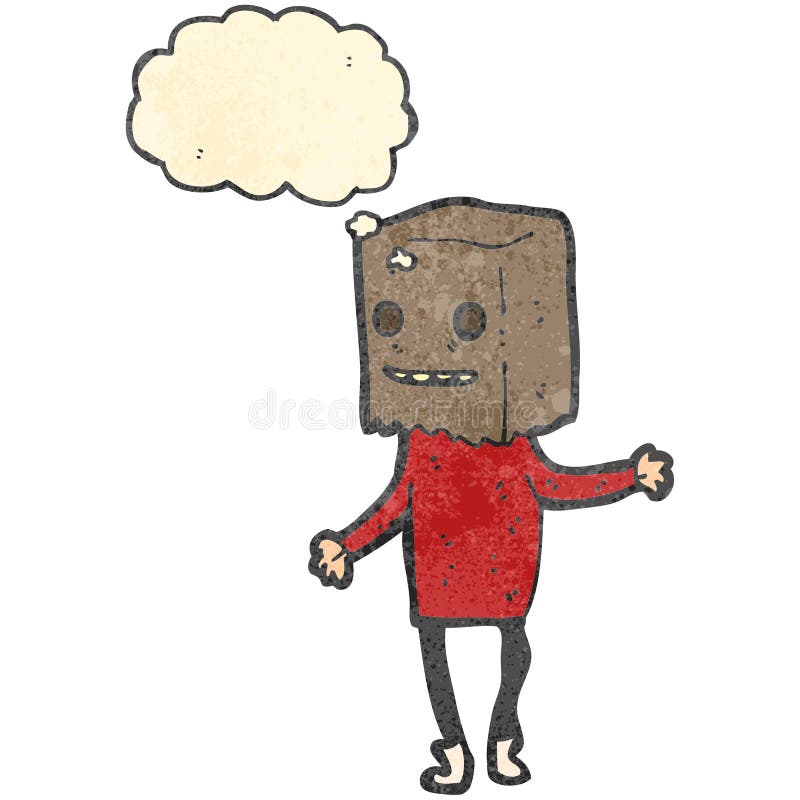 retro cartoon man with paper bag on head