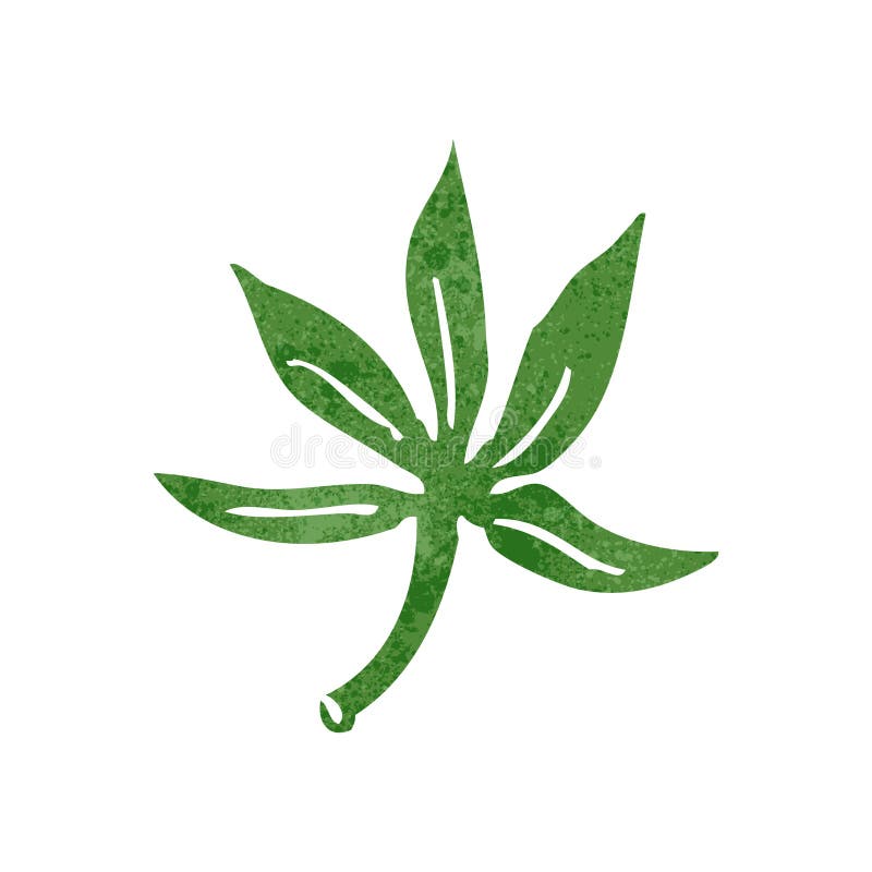 retro cartoon marijuana leaf symbol