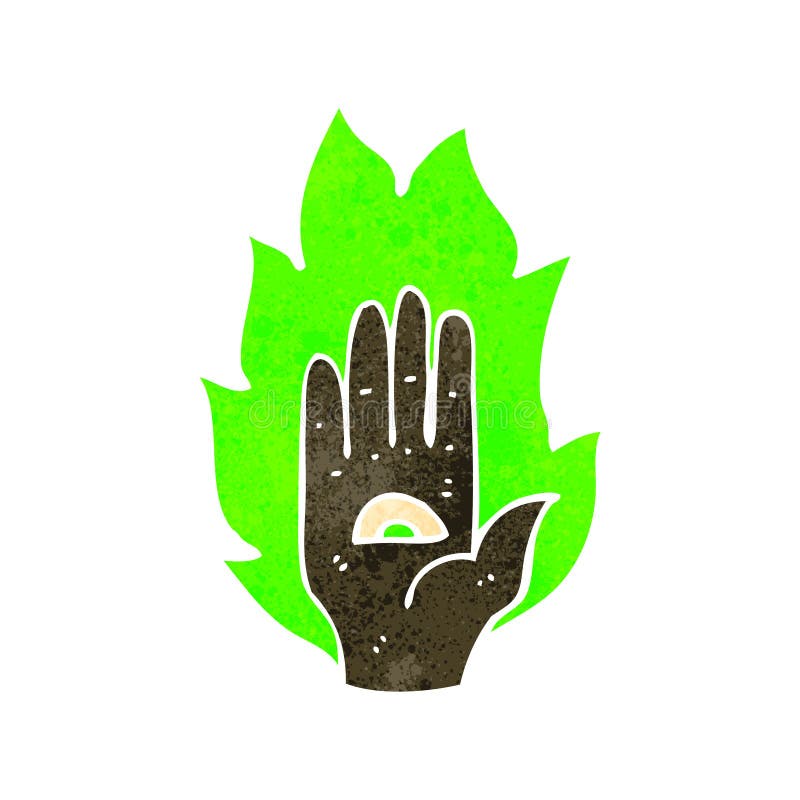 retro cartoon mystic hand symbol