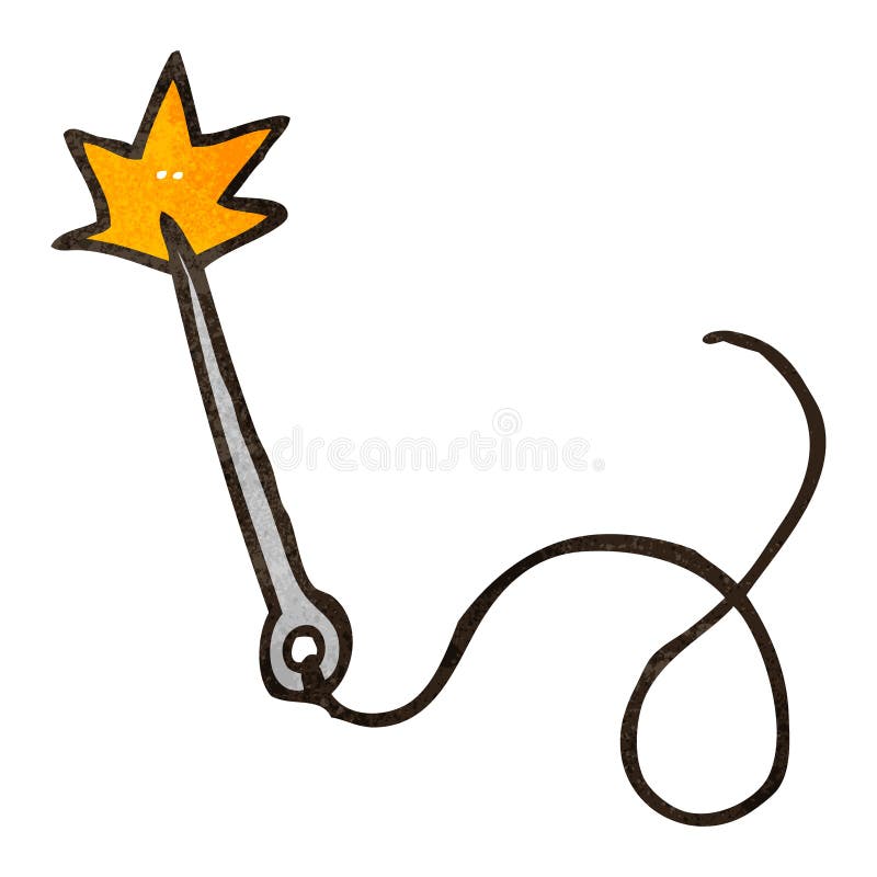 Retro Cartoon Needle and Thread Stock Illustration - Illustration of