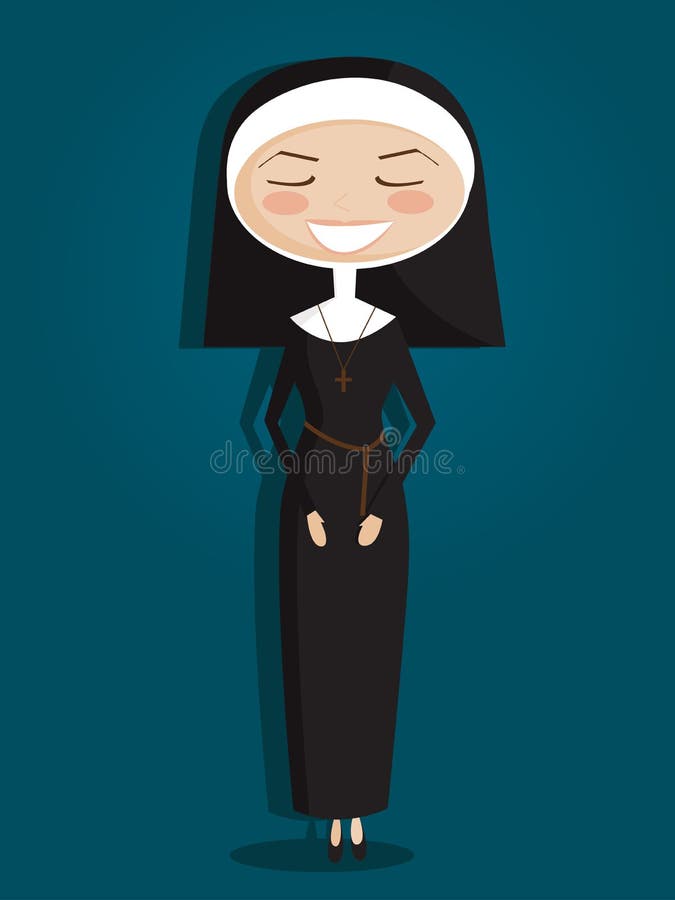 Retro cartoon nun vector illustration