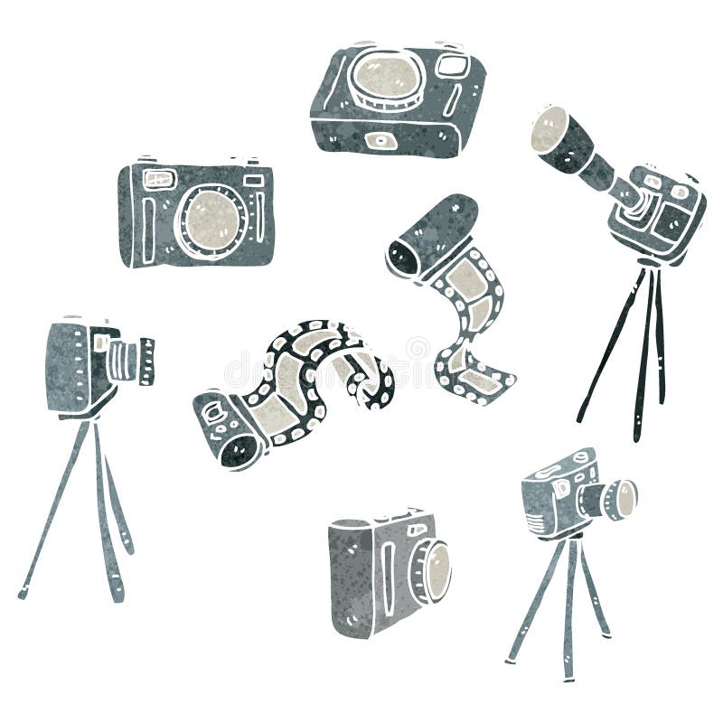 retro cartoon photography equipment