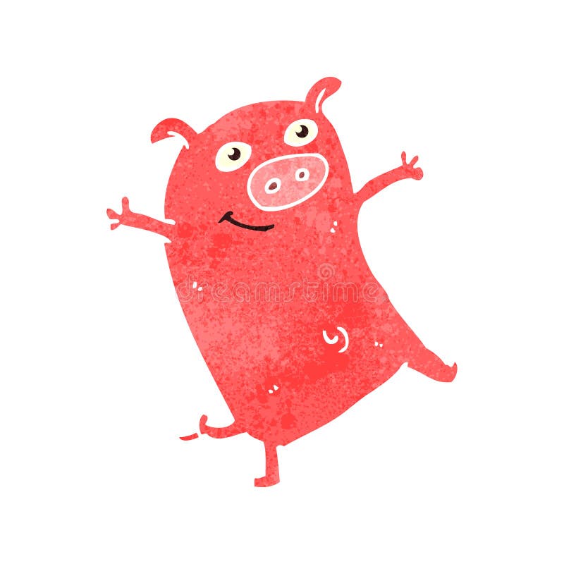 Retro cartoon piglet vector illustration