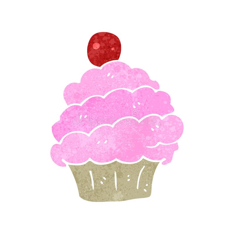 retro cartoon pink cupcake