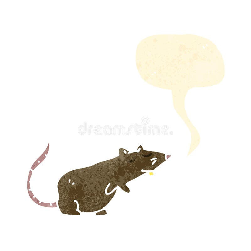 retro cartoon rat with speech bubble
