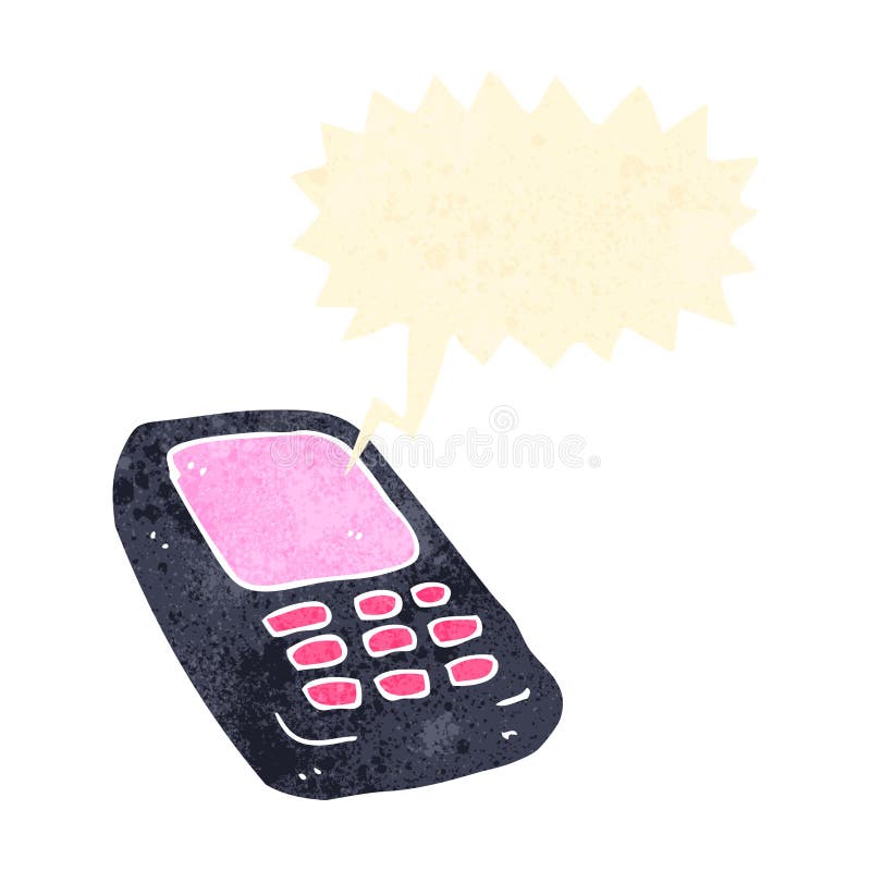 retro cartoon ringing mobile phone
