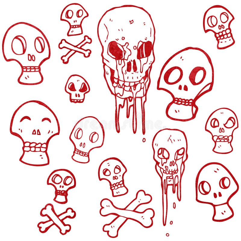 retro cartoon skulls collection