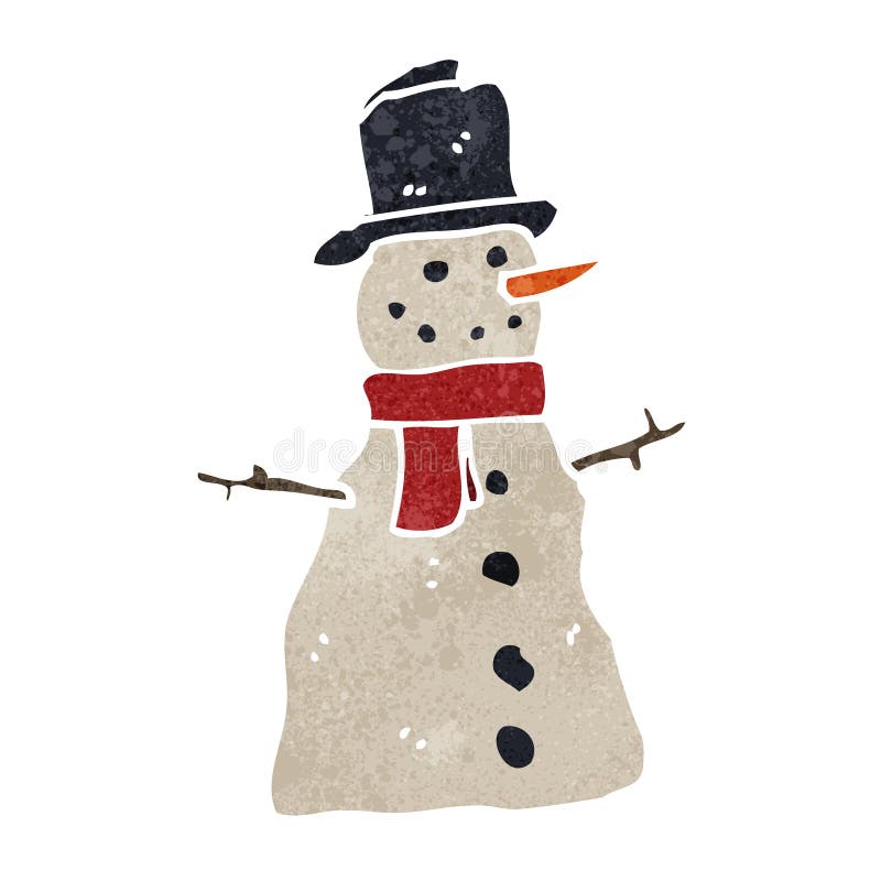 retro cartoon snowman