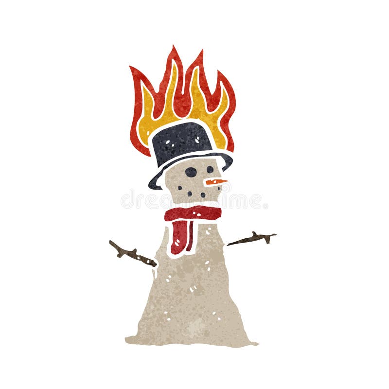 retro cartoon snowman melting